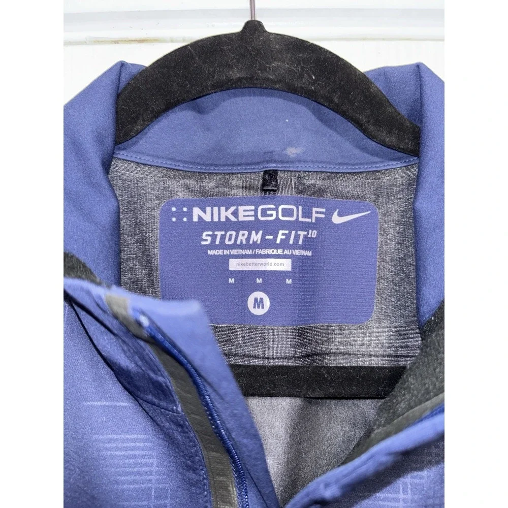 NIKE GOLF STORM-FIT 10 WATERPROOF 1/4 ZIP Blue JACKET Medium 416273-440